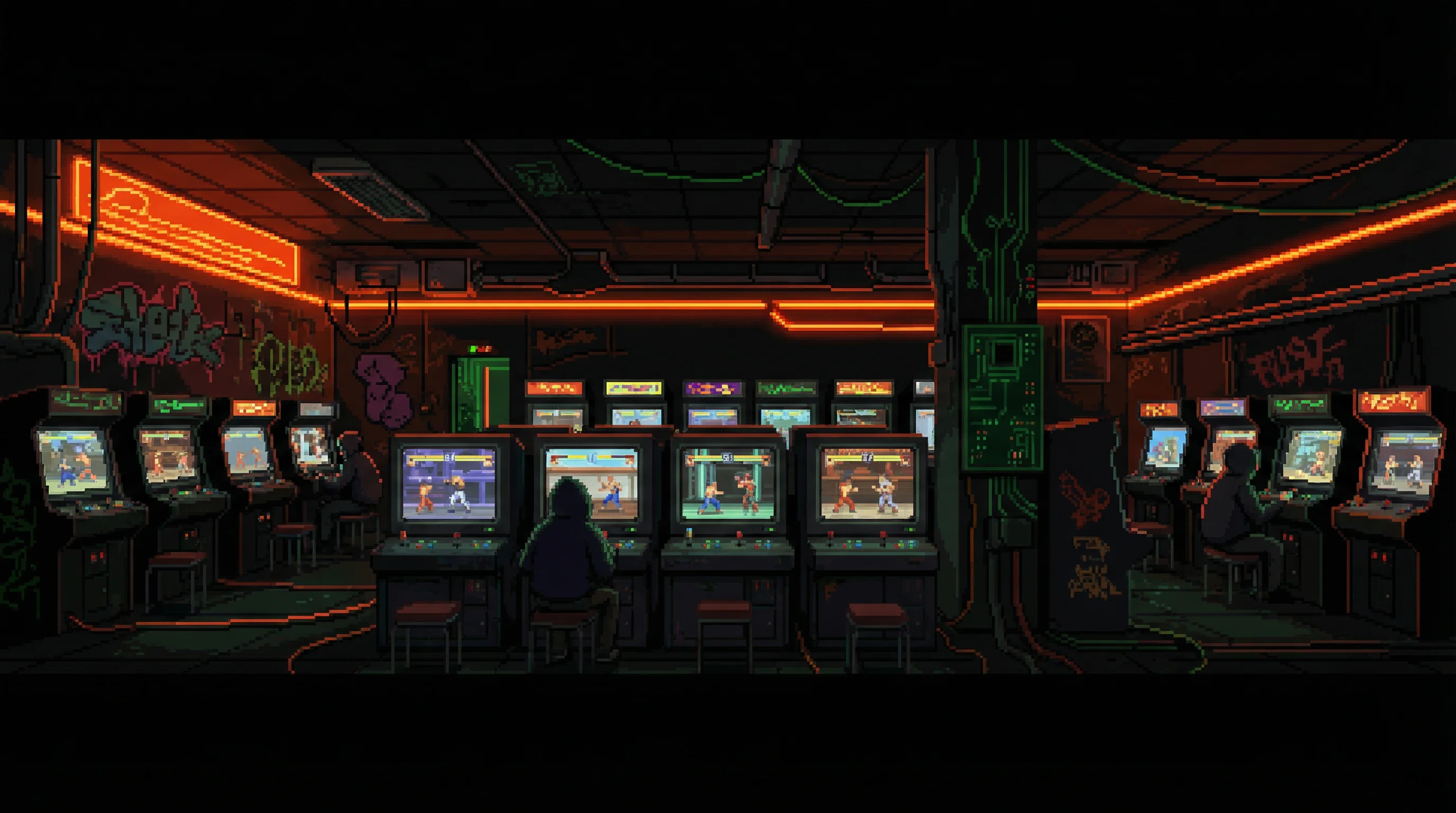 像素艺术作品：赛博街机场景 - ky棋牌 社区创作